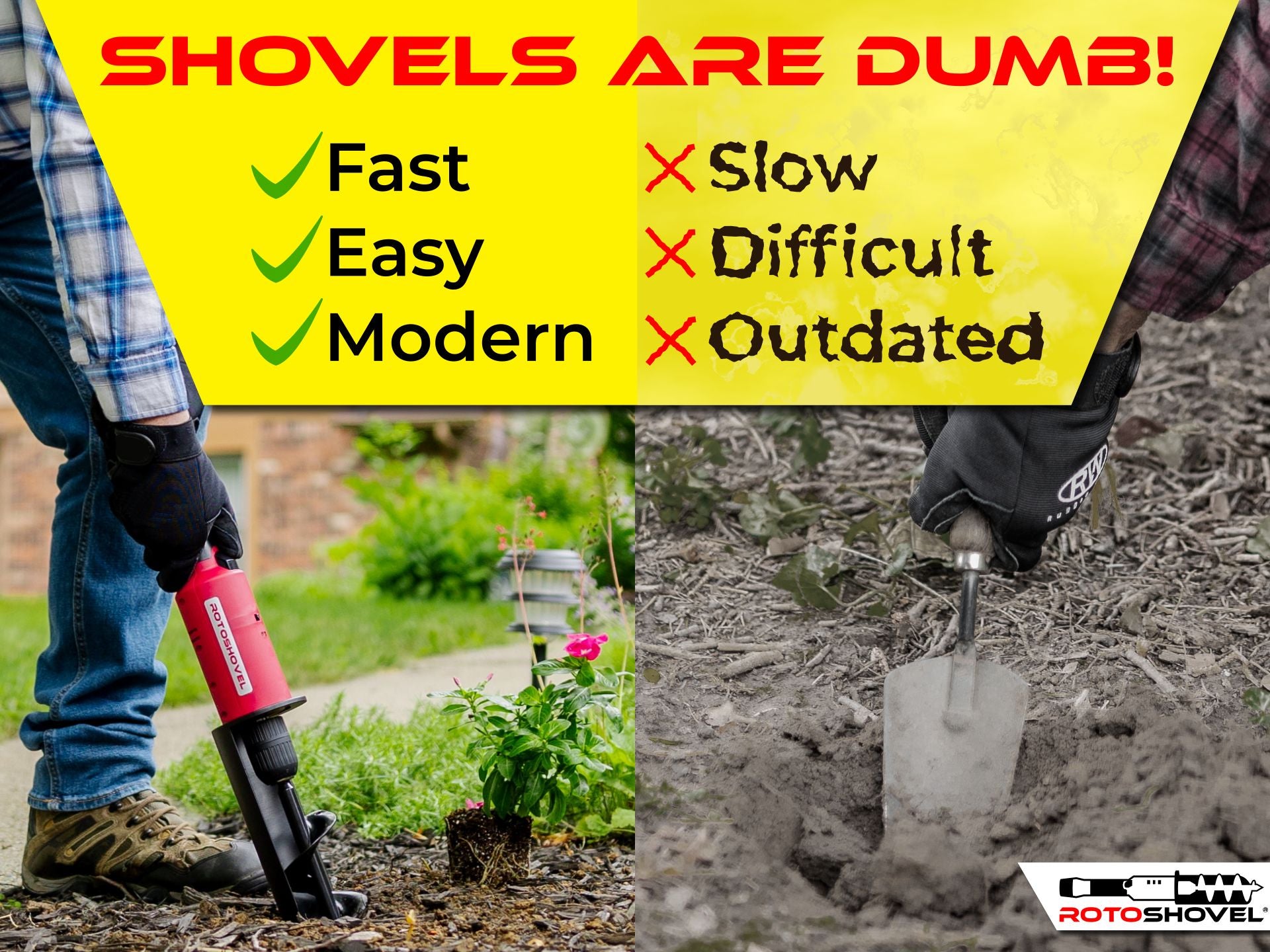 Rotoshovel | Handheld Automatic Shovel | Pre-Assembled